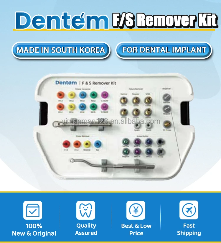 Made in Korea Dentem Dental Implant Fixture&Screw Remover Kit F/S Kit Bone Splitting & Expander Kit Original Dental Surgical Kit factory