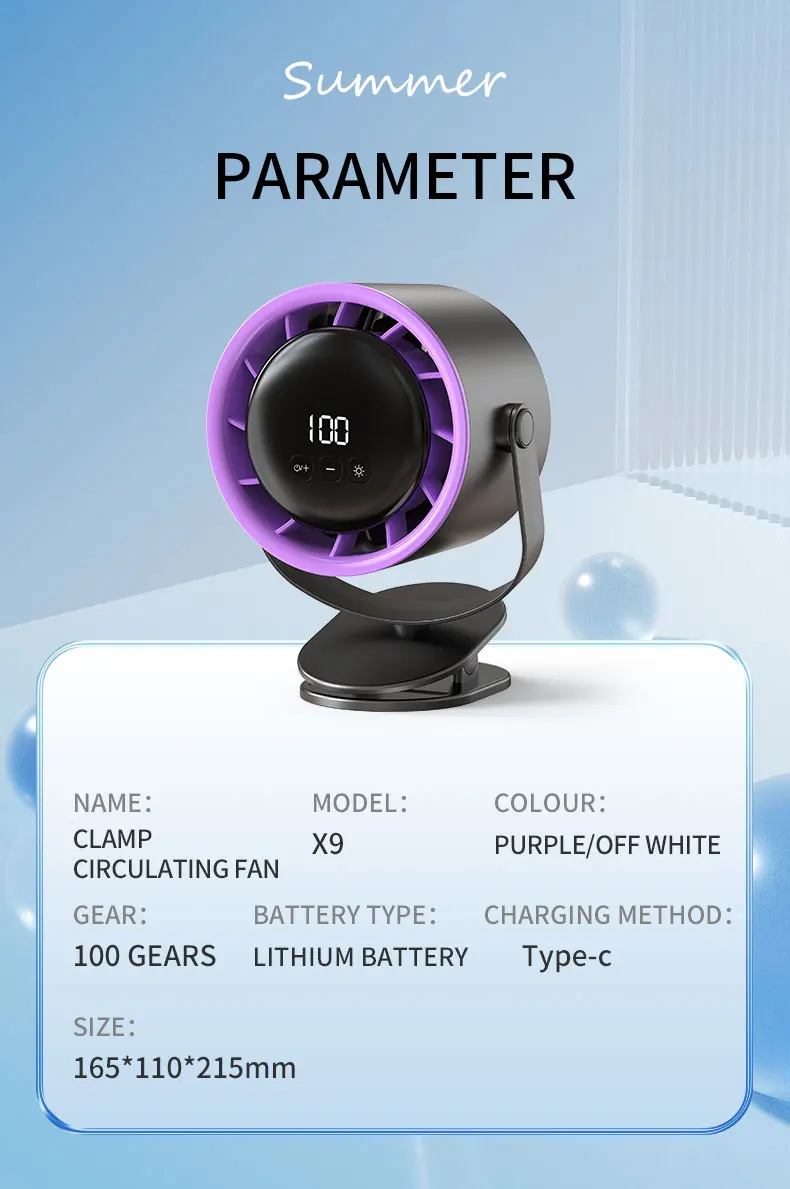 Rechargeable Mini Clip Fan, USB, 4000mAh - detail 24
