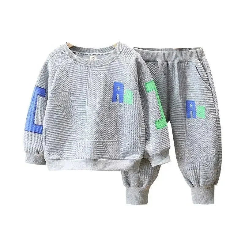 Autumn Custom Baby Boy Clothing Boutique Two Piece Hoodies Toddler Sweat Suits for Kids