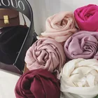 Hijab Best Selling Fashion Solid Color Large Size Ladies Shawl Muslim Silk Hijab Scarf