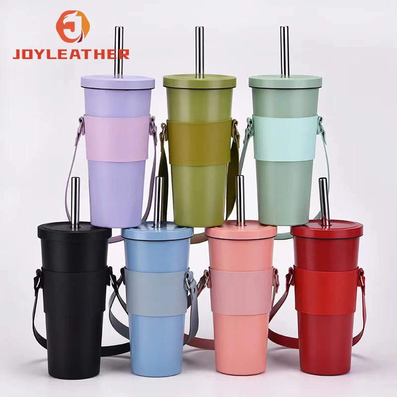Hot Sale Outdoor Cup Holders Portable PU Leather Cup Sleeves Beverage Drinking Cups Promotion Gifts