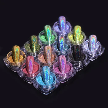 Popular Aurora Rainbow Color Dipping Nail Art Glitter Powder Holographic Laser Nail Powder For Nails