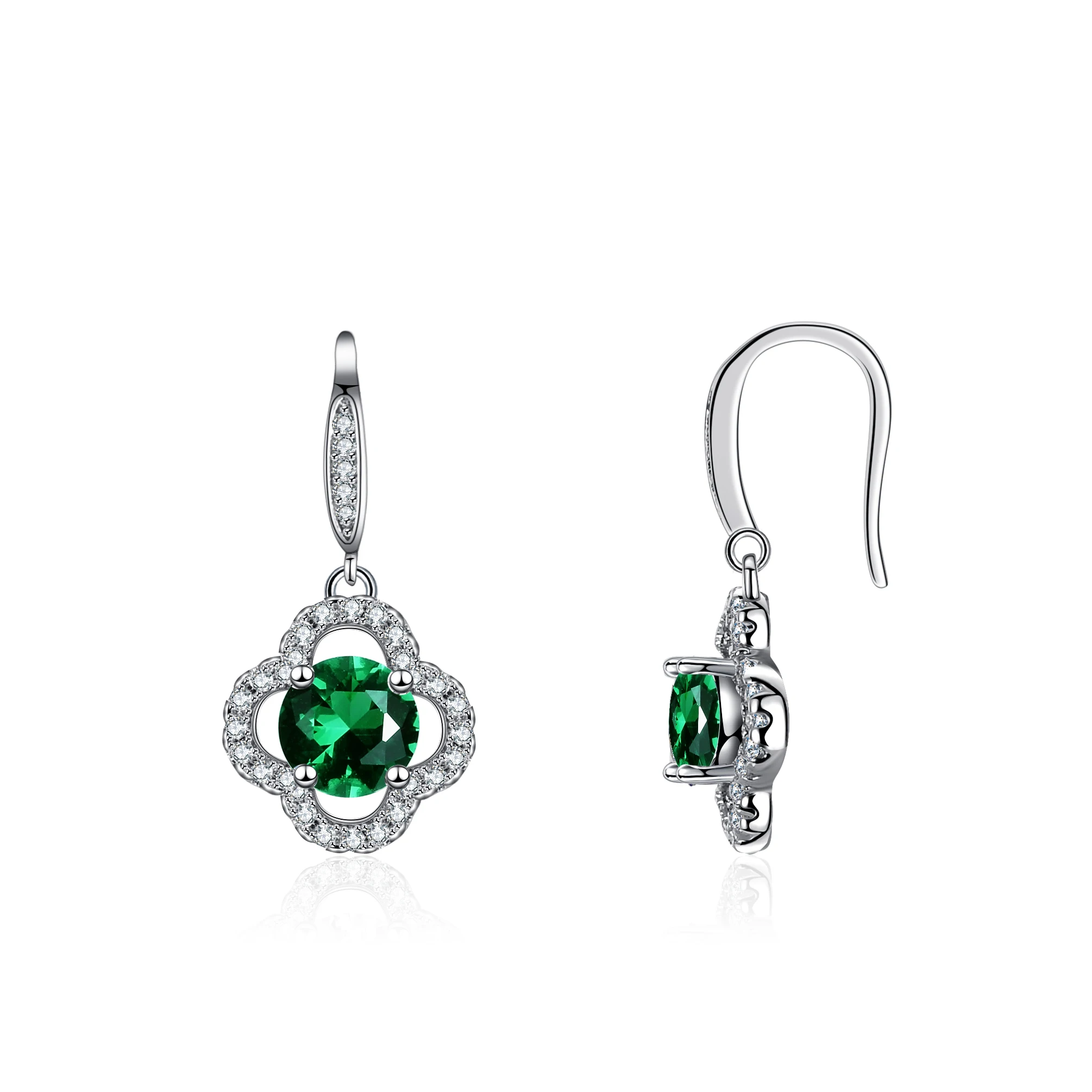 Popular 925 Sterling Silver Luxury Halo Earrings with High Quality Cubic Zirconia and Colorful Gemstone Fine Jewelry Earrings