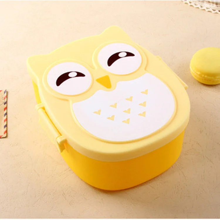 Food Grade Cute Cartoon Owl PP Baby Food Storage Box Microwave Oven Portable Plastic Bento Kids Lunch Box