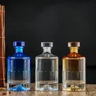 Bottle Rum Bottles Glass Customized Botella De Vidrio Artesanal Liquor Vodka Gin Rum Glass Bottle With Wooden Cap