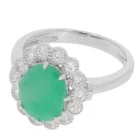 Ring Natural Gemstone Emerald Dainty Women Jewelry 925 Sterling Silver Bling Diamond Ring