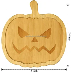 Halloween 2023 Pumpkin Shape Wooden Charcuterie Cheese Boards bandejas de madera Pumpkin Bamboo Food Serving Tray Plate Platter