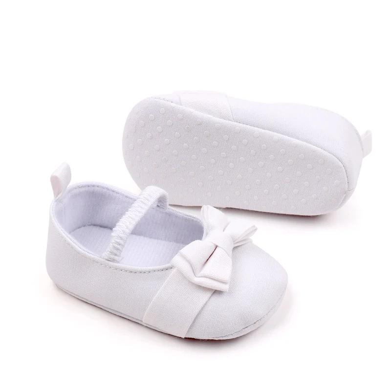 Fashion Trend Baby Solid Color Denim Cute Bow Elastic Princess Mary Jane Flats Toddler Shoes manufacture