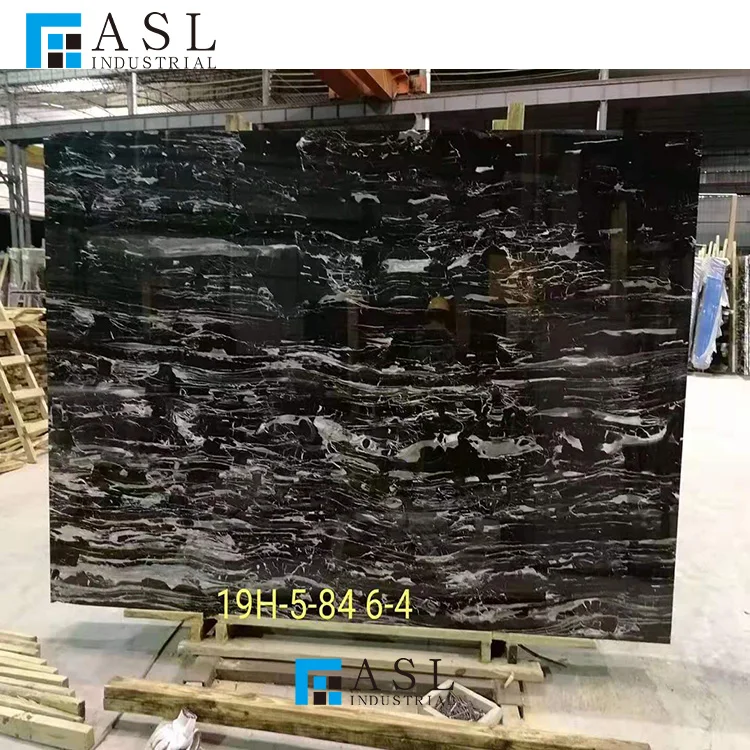 Factory direct cheap price natural china marmore black and white dragon silver portoro/potoro Italy marble slab