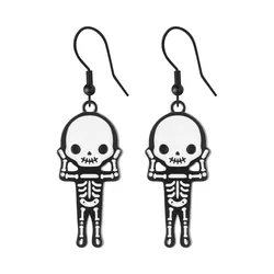 (Wholesale) Hot Selling Enamel Skeleton earrings For Halloween Gift