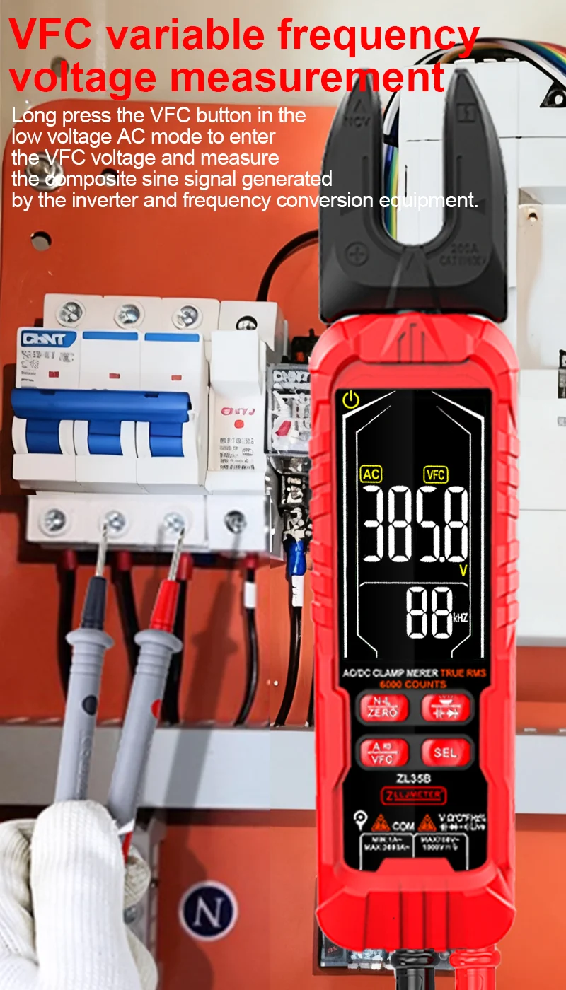 Ampere Digital ZL35B Rechargeable Clamp Multimeter High Precision Portable Ammeter Resistance Temperature Frequency 200A