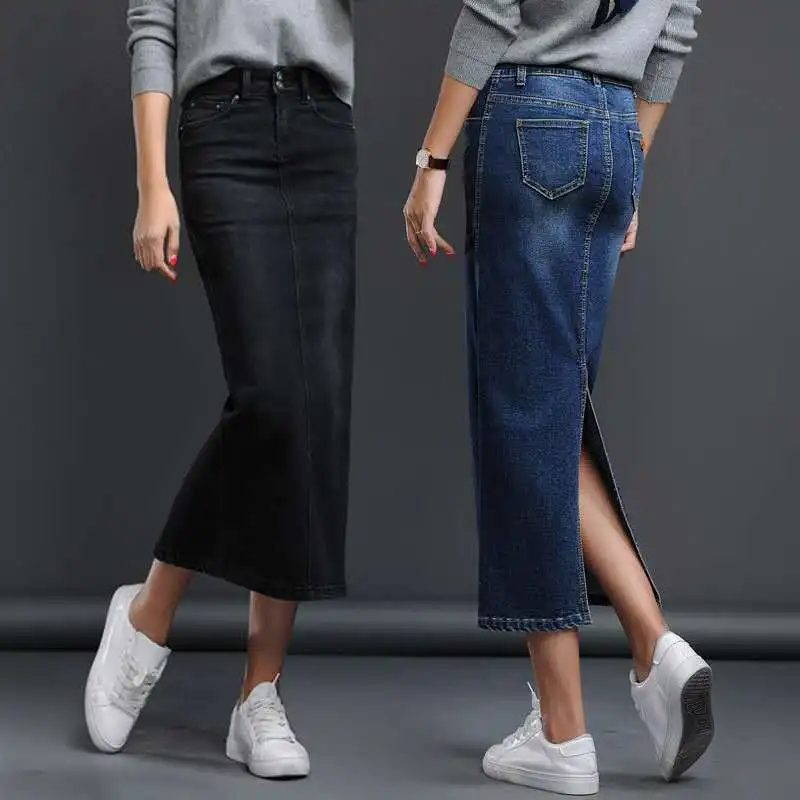 Gaudì Jeans Denim Women Skirt in Black Womens Clothing Skirts Mid-length skirts 
