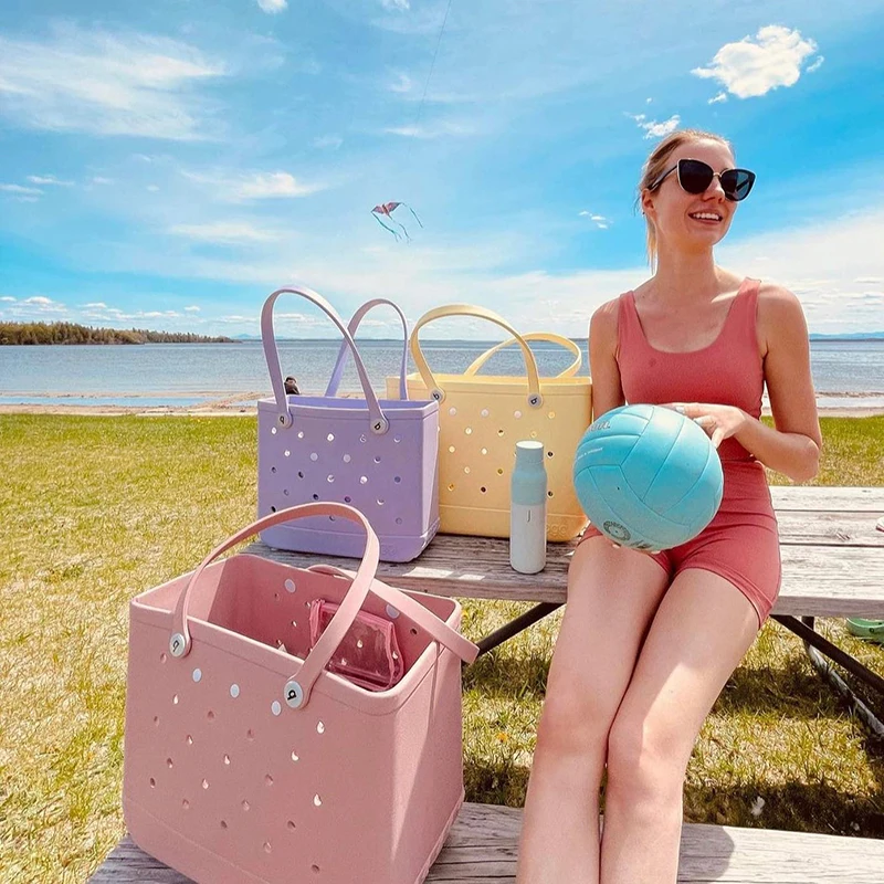 Wholesale Custom Women Beach Silicone Bag With Holes Waterproof Tote