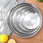 Metal Stainless Plate Metal Metal 304 Feeding Round Dinner Salad Dishes Stainless Steel Plate