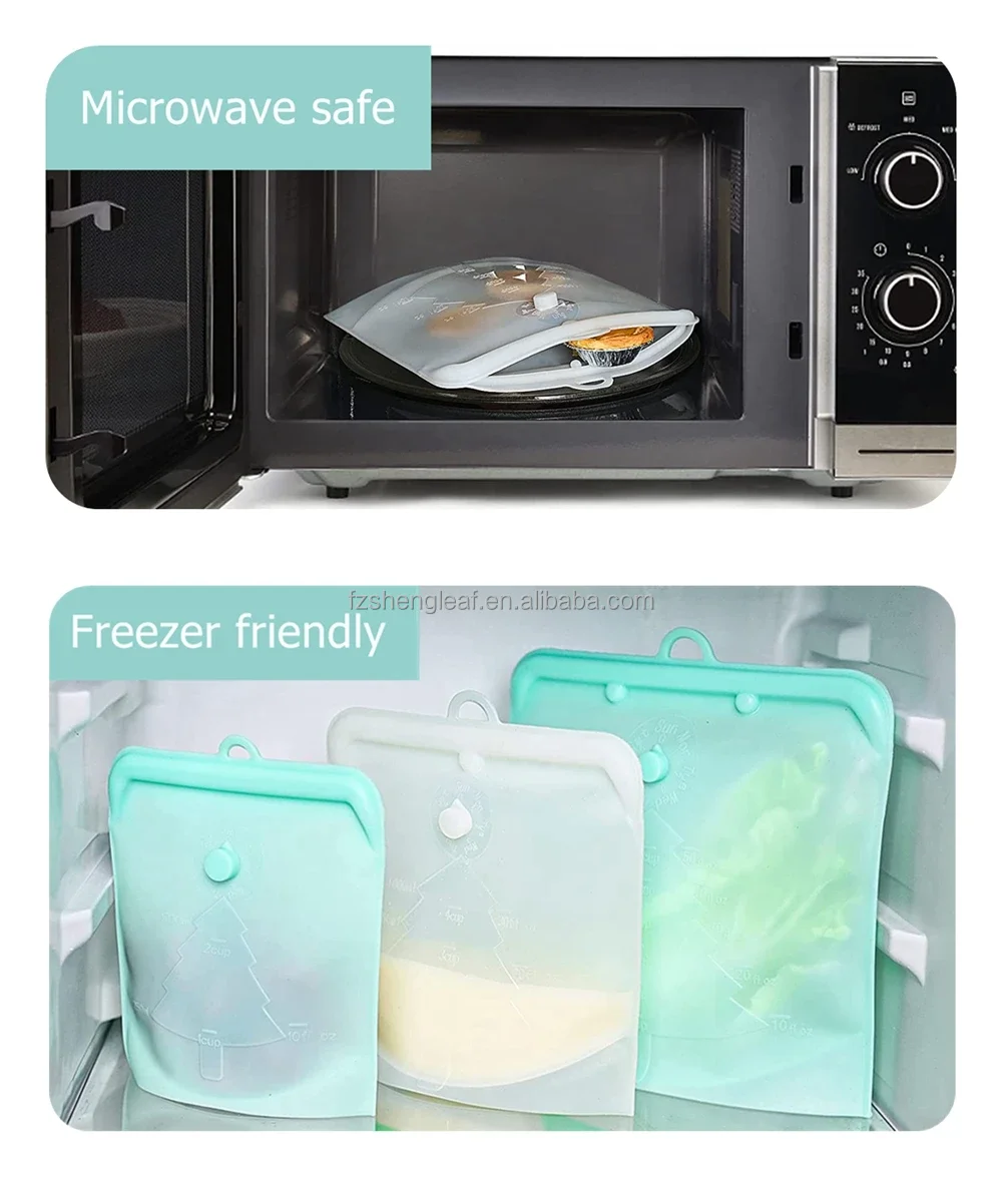 product reusable fresh clear ziplock silicone airtight freezer bag take away food storage and container for packaging kitchen camping-8