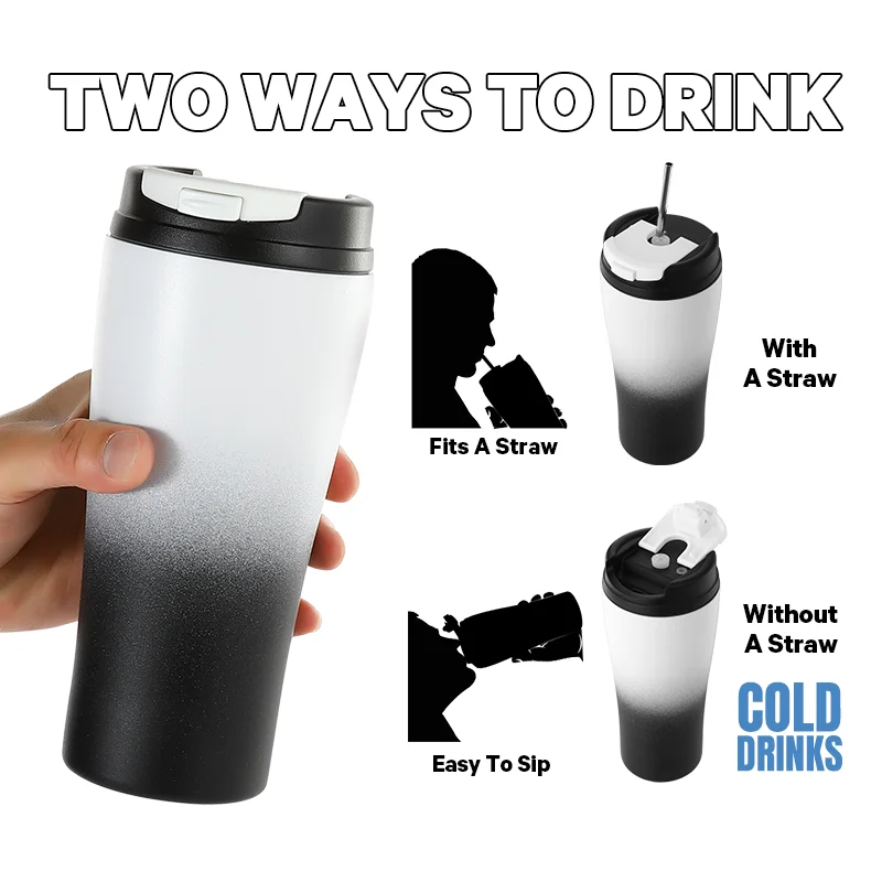 OEM/ODM 18oz Cup Double Wall Vacuum Insulation Coffee Mug Leak-Proof with Flap Cover and Non-slip Matte Finish Coated
