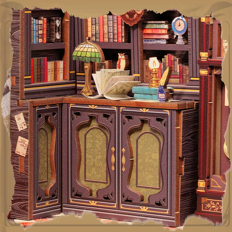 product cayi 2025 new style diy dollhouse owl bookstore bookshelf decoration collectibles book nook kit booknook for kid christmas gifts-58