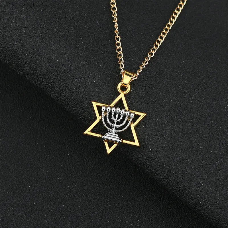 Gold plated Star Of David Judaica Jewish Hanukkah Israel Pendant Chain Necklace Gold plated Star Of David Judaica Jewish Hanukkah Israel Pendant Chain Necklace