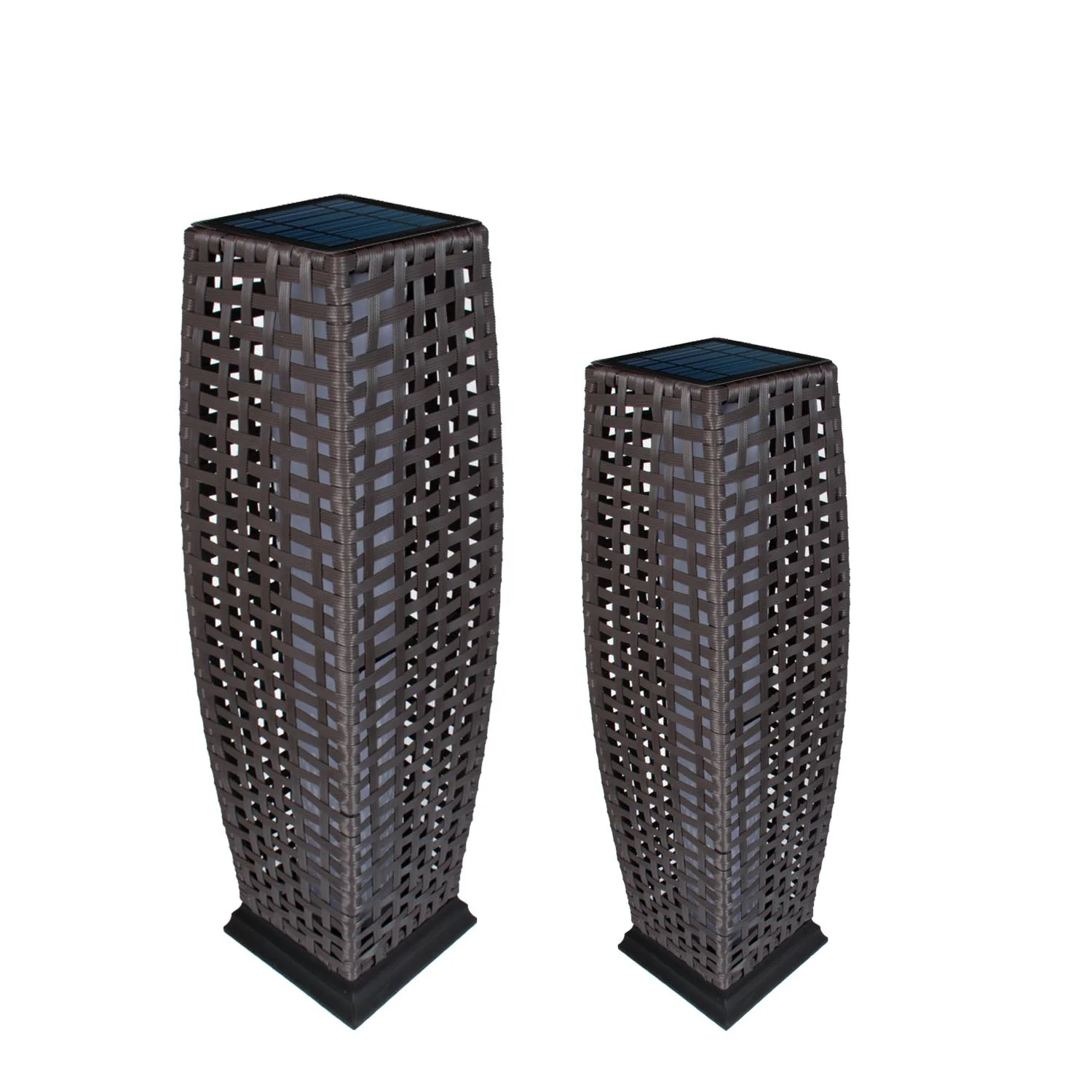 black rattan garden lights