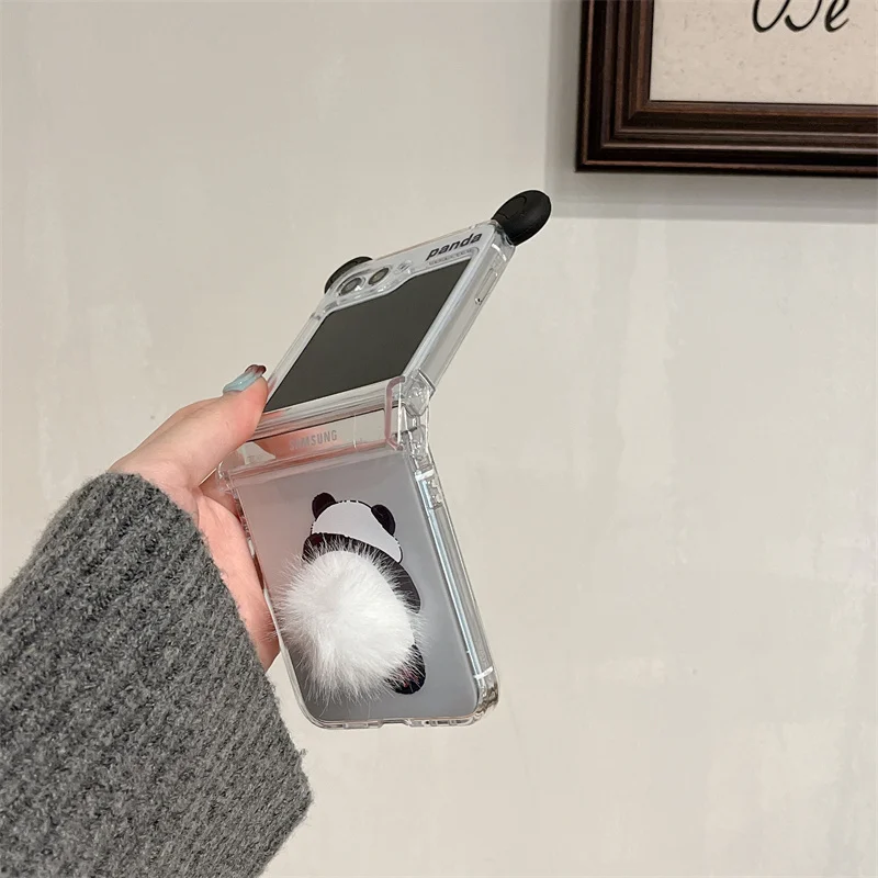 For Samsung Galaxy Z Flip 5 Case 3D Cartoon Pattern Design Cute Panda Phone Case For Samsung Z Flip 4 3 Shell Cases
