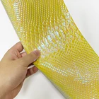 Leather Color Card China Manufacturers Snake Skin Holographic Metallic Embossed Dichroic PU Synthetic Leather For Decorations