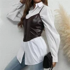 Sexy Vest Low Price Retro Sexy Pu Leather Wrap Chest Slim Sexy Square Neck Suspender Vest With Good Service