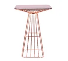 Modern Glass Top Wire Metal Electroplate Frame Bar Table