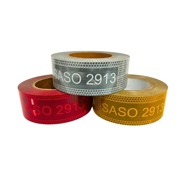Metalized Aluminum 2/3/4 Inch Yellow Color SASO 2913 Reflective Tape For Vehicle