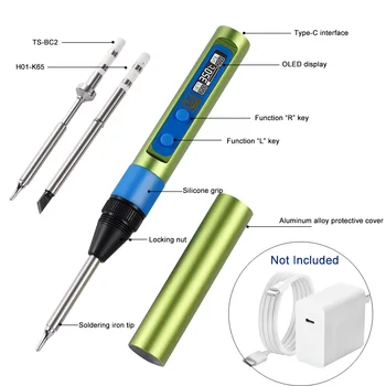 NEW arrival PD 65W Type C Mini Smart Electric Soldering Iron Kit support Soldering Iron Tip Replacement for HS01 TS100 PINE 64