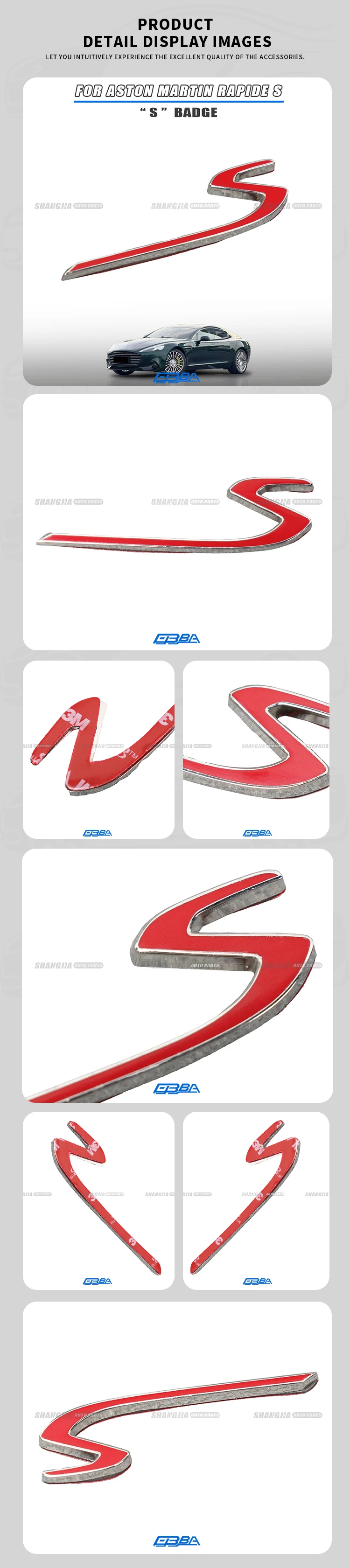 Metal Decal Decoration Car Parts Red S Logo Car Stickers Custom Emblem Badge For Aston Martin Rapide S 2013 2017 DD43-43549-AA details