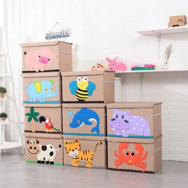 Linen Baby Gift Storage Laundry Organizer Basket Box Bin Wholesale Foldable Fabric for Towels Blanket Kid Customized Logo 500pcs