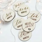 12 PCS Classic Wood Newborn Handmade Birth Announcement Photo Keepsake Baby Milestone Discs