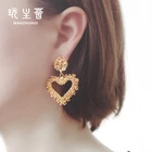Shape Earrings Fashion Design Vintage Women Golden Heart Shape Pendants Earrings