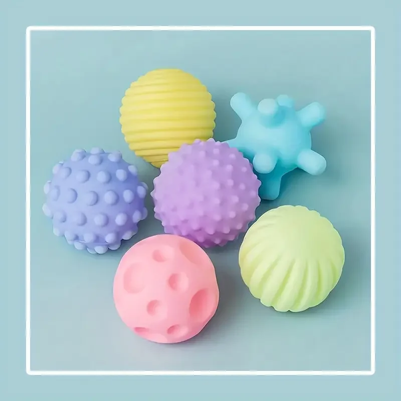 6pcs Youngsters Sensory Balls, Textured Hand Touch Massage Toys, PVC Material, Non-Battery Operated, Assorted Colors