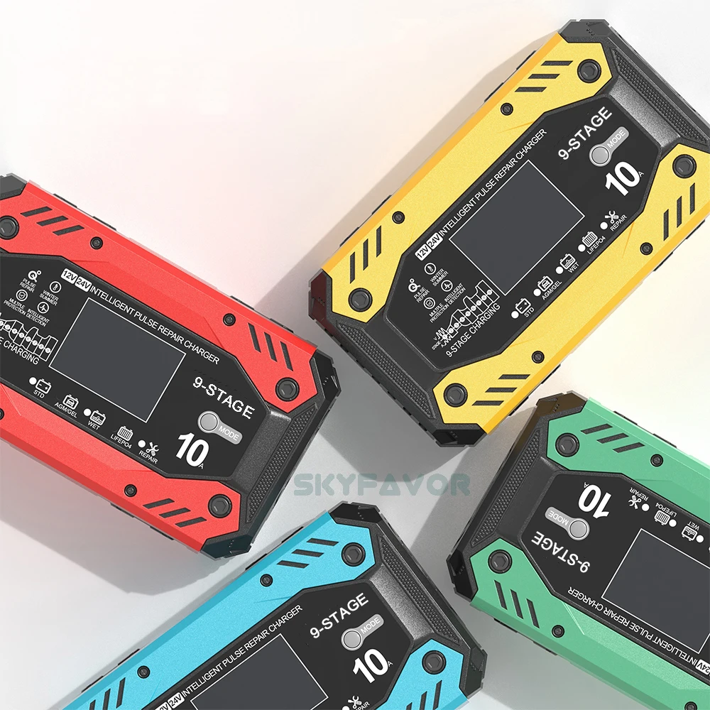 Lead acid lifepo4 12volt 50ah battery charger 12V 24V 10A Multi-function universal LFP AGM GEL ARM pulse repair battery charger