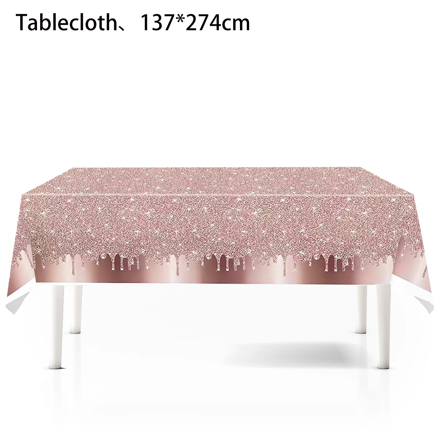 Large Size Rose Gold Party Tablecloths Disposable Table Cover Rose Gold Color Birthday Wedding Party Supplies Plastic Tablecloth