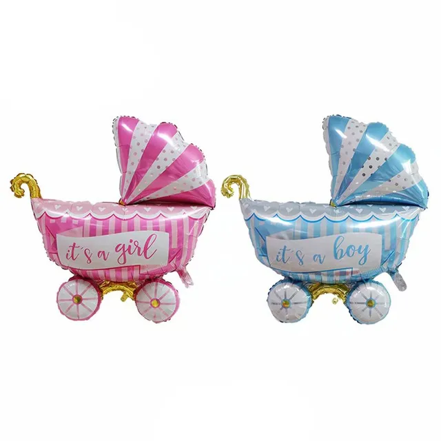 Cartoon Baby Strollers Balloon Pink Blue Baby Stroller Foil Balloons For Gender Reveal Baby Shower Decoration