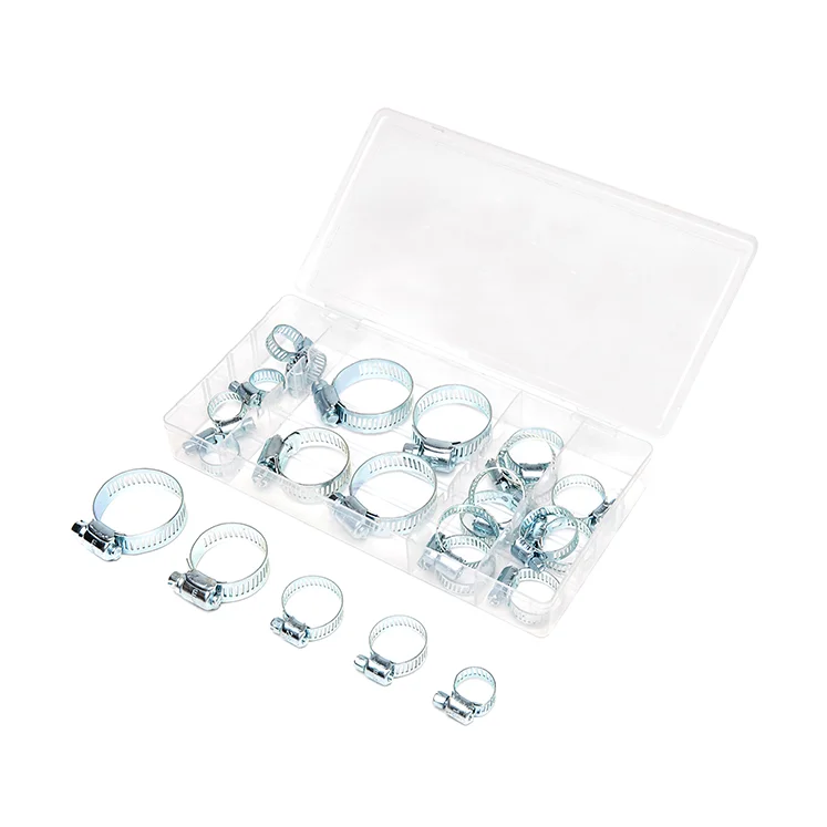 26PCS Hose Clamp Assortment Set - Galvanized Hose Clamps in Storage Case factory