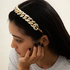 Rhinestone Crystal Hairbands Thick Link Chain Headband Hair Hoops Holder Hair Accessories For Women Jewelry