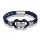 Amazon Fashion Jewelry Milan Rope Navy Black Stainless Steel Beads Bracelet With Magnetic Buckle
