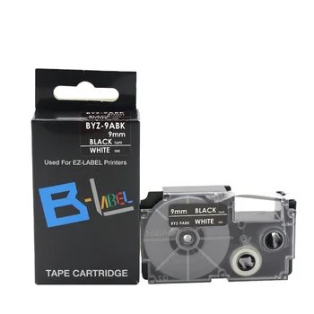 High quality Compatible Casio Label Tape White on Black BYZ-9ABK XR-9ABK 9mm ribbon used for typewriter