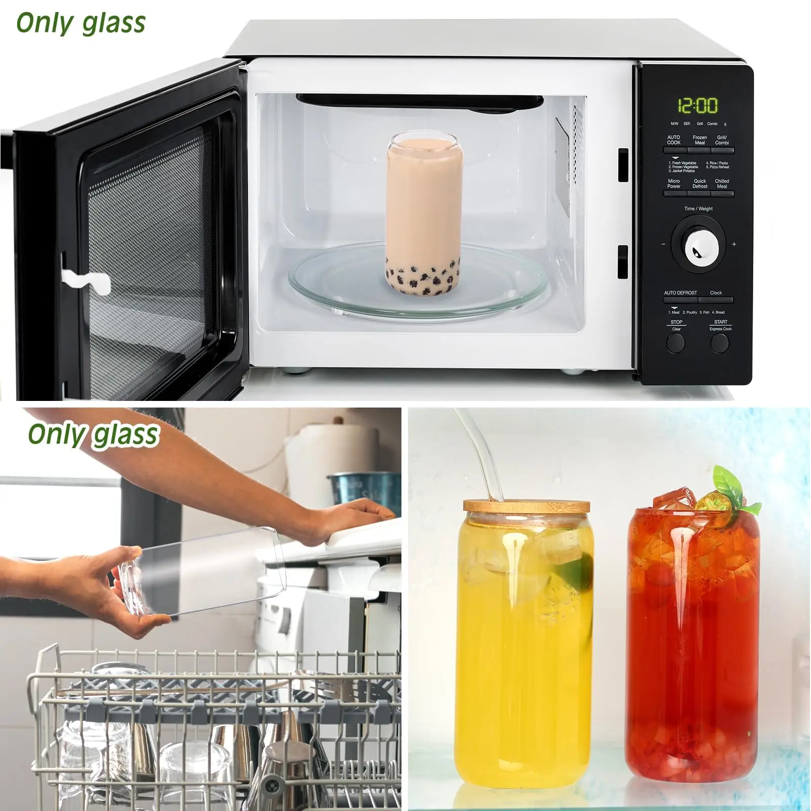 Hot Selling 8Pcs Set Glass Juice Clear Transparent Cups Heat Resistant Coffee Milk Mugs With Lids