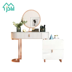 Modern Bedroom  Furniture Rose Gold Metal  Retractable Girls Makeup Vanity Mirror Dressing Table Designs