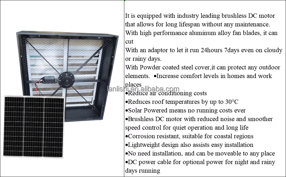 Axial Flow Exhaust Fan, Solar, 220-240V, Aluminum - detail 2