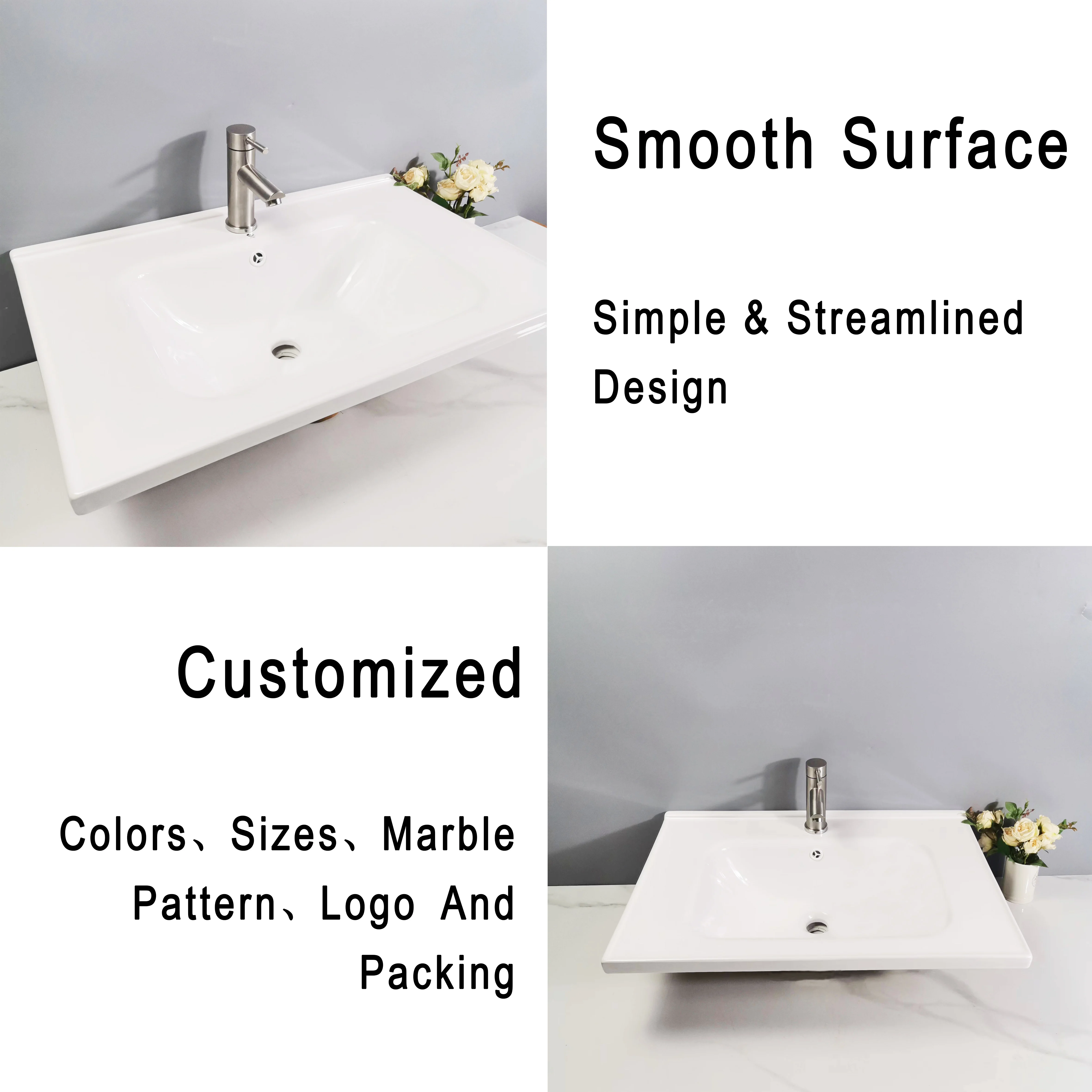 TARPUL Modern Design Slim Thin Edge Lavatory Vanity Restroom Cabinets with Sink for Hotel Made in China details