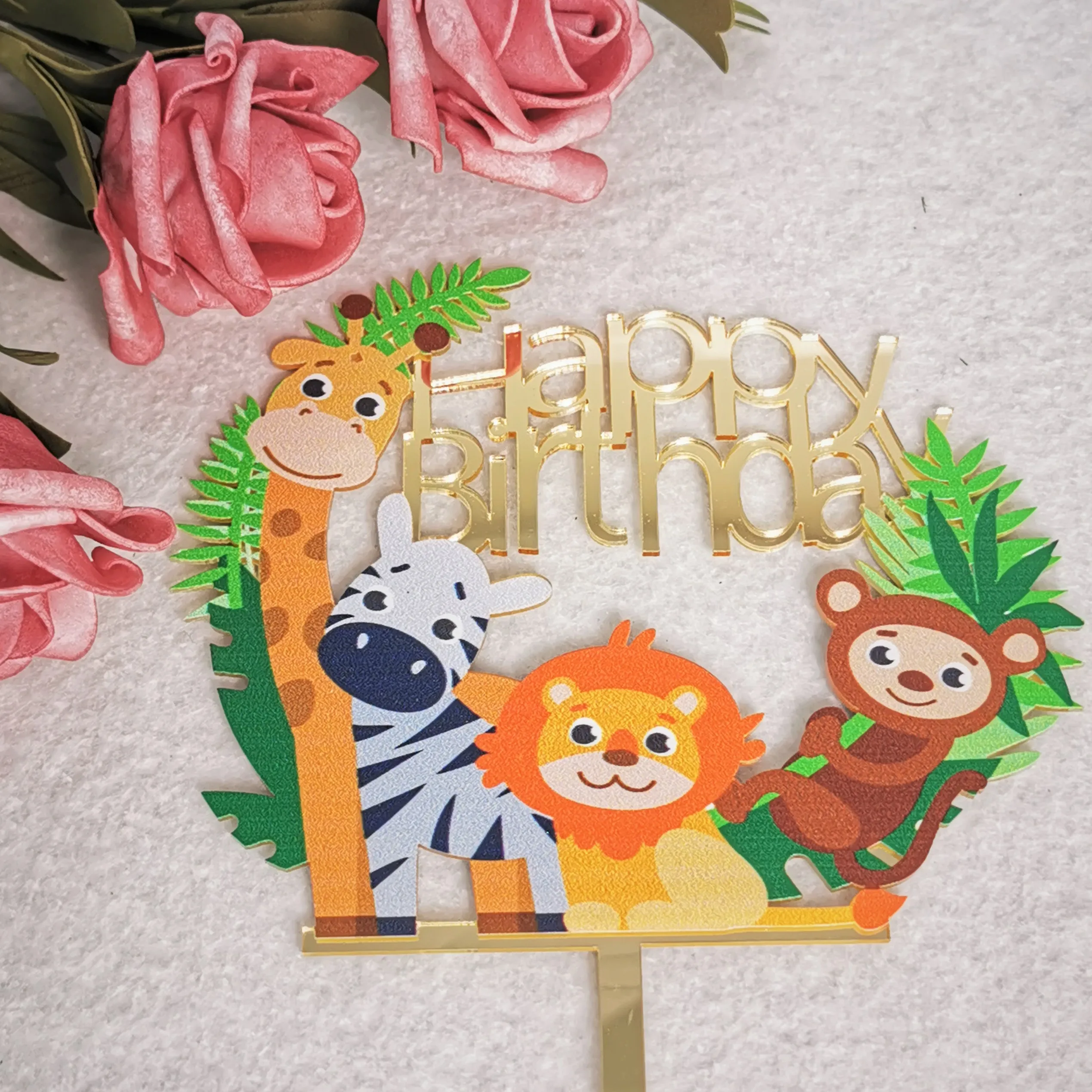Aq Cartoon 3d Animal Print Happy Birthday Acrylic Cake Topper - Buy Acrylic  Cake Topper,Cake Topper,Happy Birthday Product on 