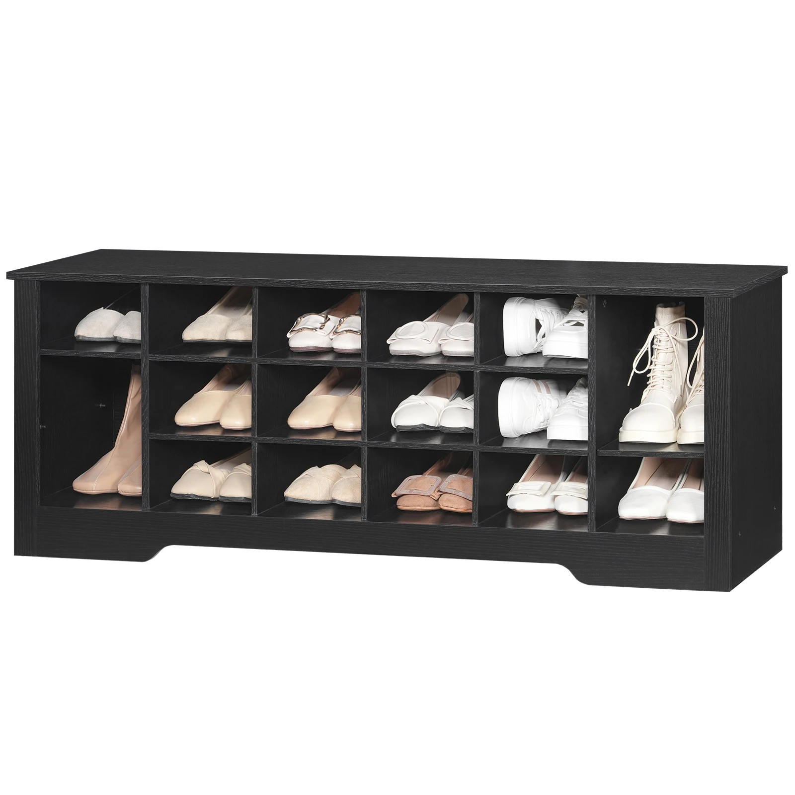 Wholesale Black Wooden Hallway Entryway Shoes Storage Bench Large Shoe Cabinet With 18 Cubbies Seat Shoe Organizer Bench Long