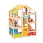 Furniture Toy Kids Toy New Design Happy Family Furniture Kids DIY Wooden Toy Crib Doll House