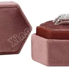 Box Custom Logo Jewelry Plastic Box For Gift Packaging Hexagon Velvet Double Ring Box