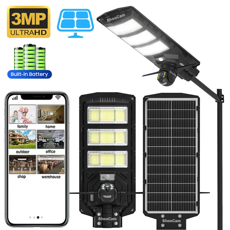 Outdoor Solar Street Light With Cctv Camera 4g Sim Card Lte Waterproof Pir Detection Led Highlight Solar Street With Camera